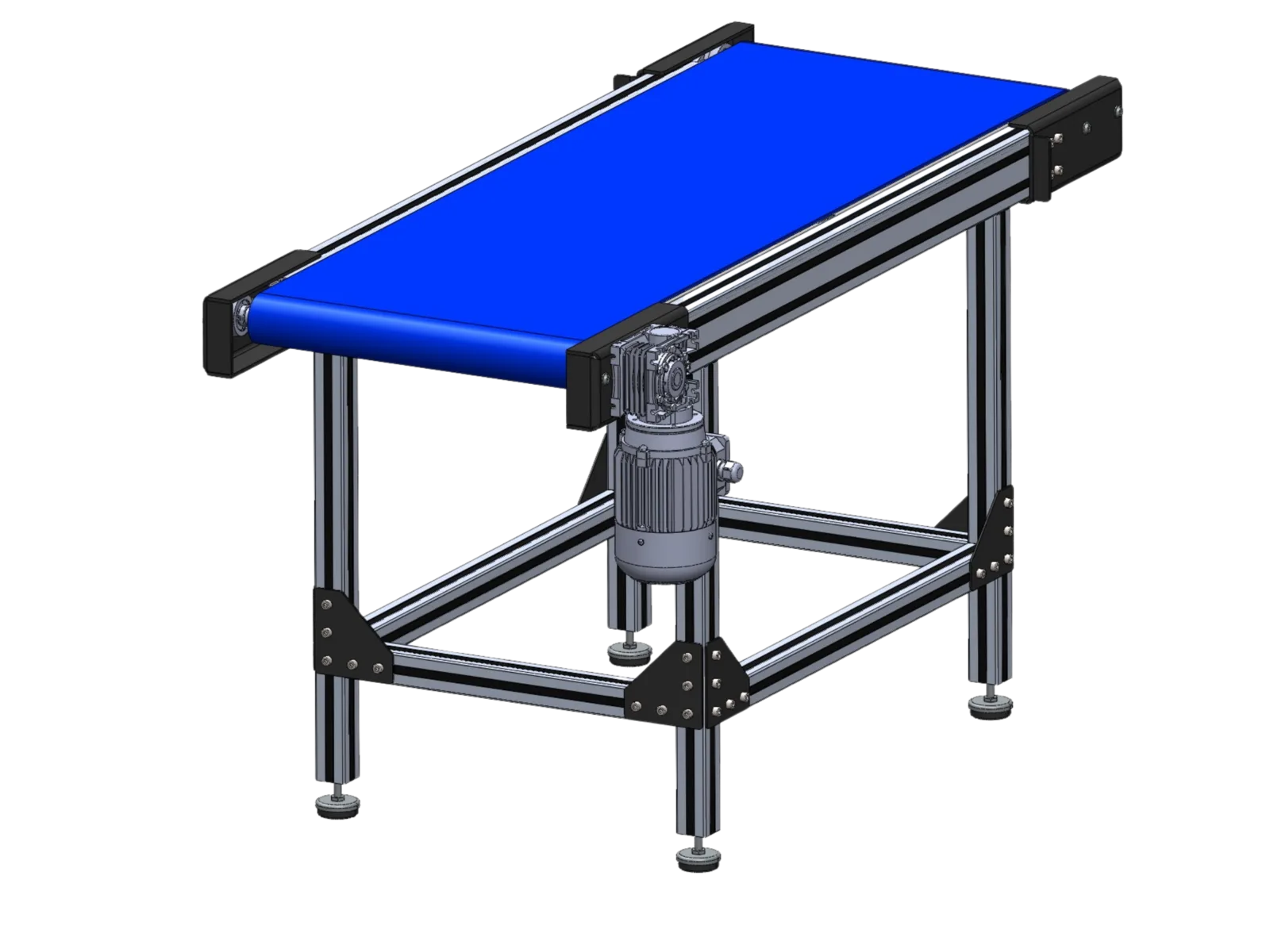 Düz Bantlı Konveyör 500 × 1500 mm – Mavi PU Bant