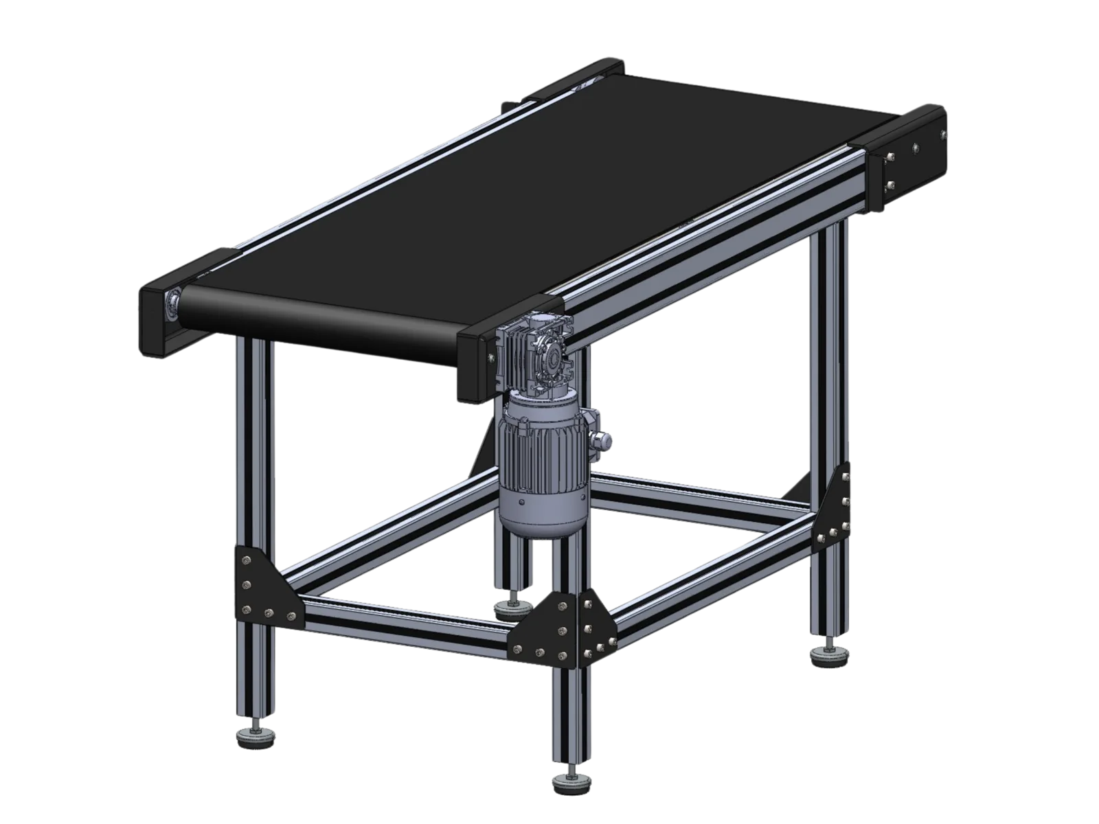 Düz Bantlı Konveyör 500 × 2000 mm – Siyah PVC Bant